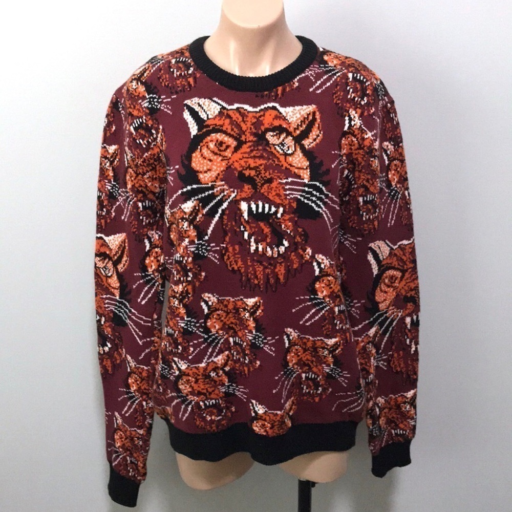 Jake Austin Tiger Print Sweater Orange Black Zoo